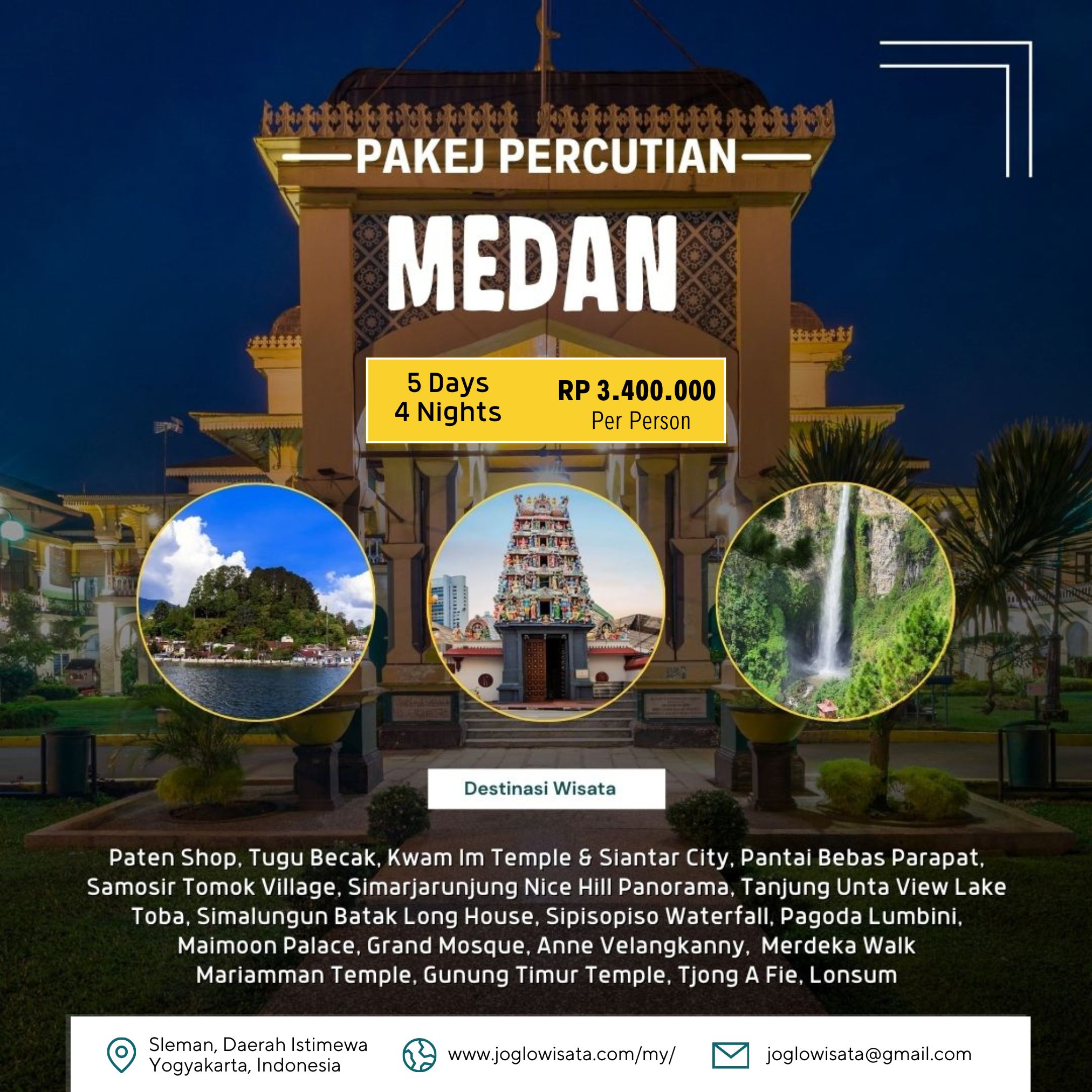 Pakej Percutian Medan 5 Hari 4 Malam (1)
