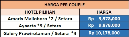Harga Paket Honeymoon Jogja 4 Hari 3 Malam A