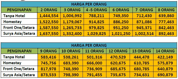 harga paket wisata dieng 2H1M