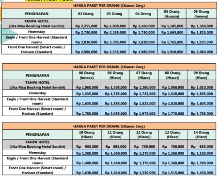 harga paket wisata dieng 3h2m A