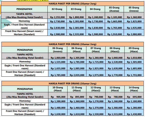 harga paket wisata dieng 3h2m A