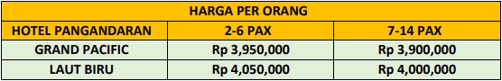 Paket Wisata Pangandaran 3 Hari 2 Malam (Start Bandung)