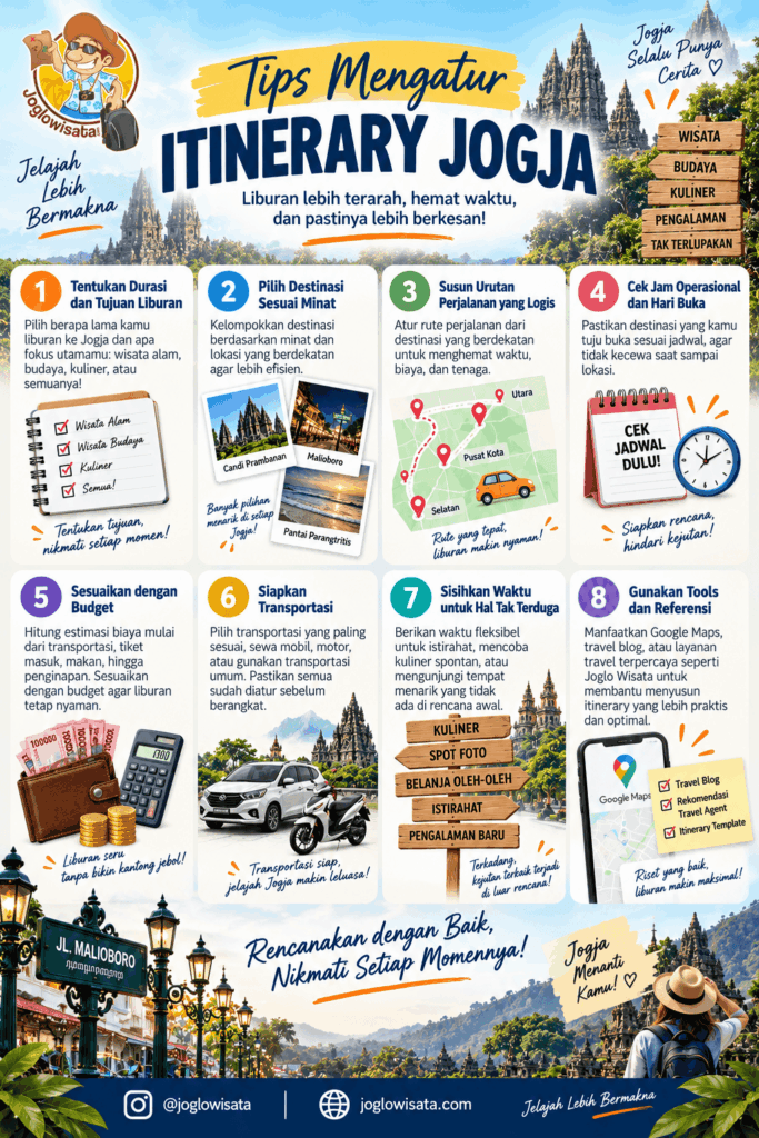 Tips Mengatur Itinerary Jogja Agar Tidak Lelah & Kehabisan Waktu di Jalan